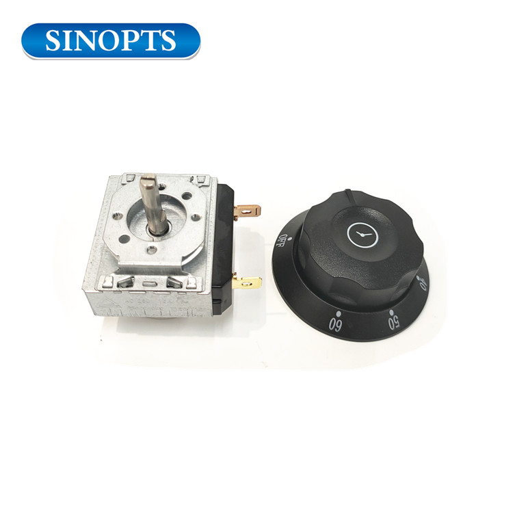60 minutos de longitud axial Interruptor de temporizador de horno de 17 mm con perilla