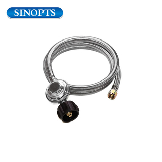 TUBO trenzado de acero inoxidable de 6 pies Calentador de horno de gas Brasero Fuego Fuego Accesorios QCC1 Regulador de entrada de gas