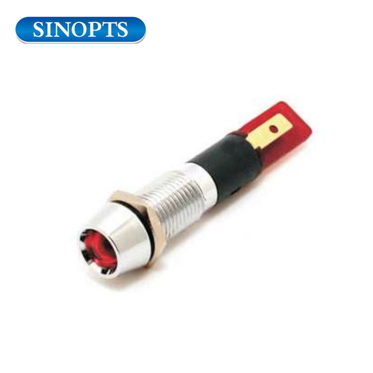 8MM 12V IP65 ROJO LED CAFÉ Luz indicadora de metal