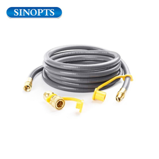 Manguera de conexión rápida de propano de baja presión Válvula de cierre de seguridad de 1/4 pulgada y tapón macho de flujo completo para vehículos recreativos
